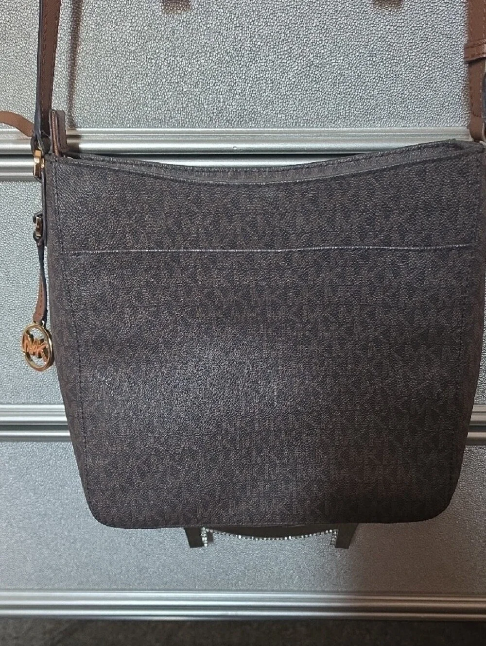 Michael Kors Dark Brown MK Signature Messenger Bag